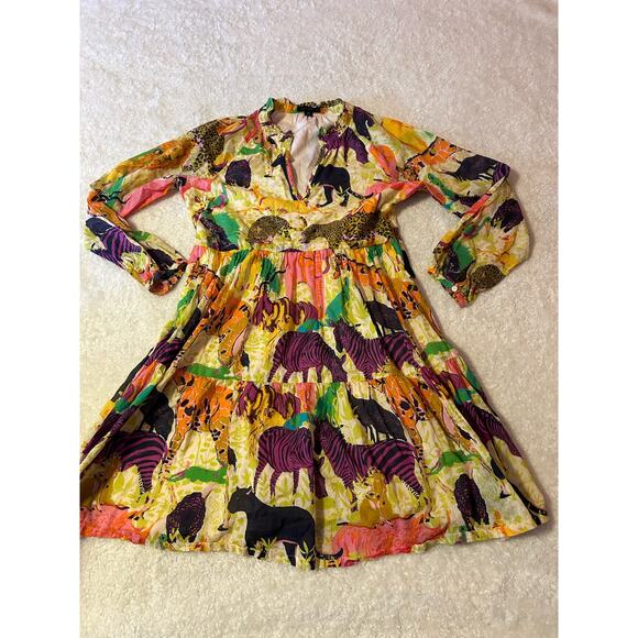 JCrew Tiered popover dress in Ratti safari print Size XS - Picture 2 of 7
